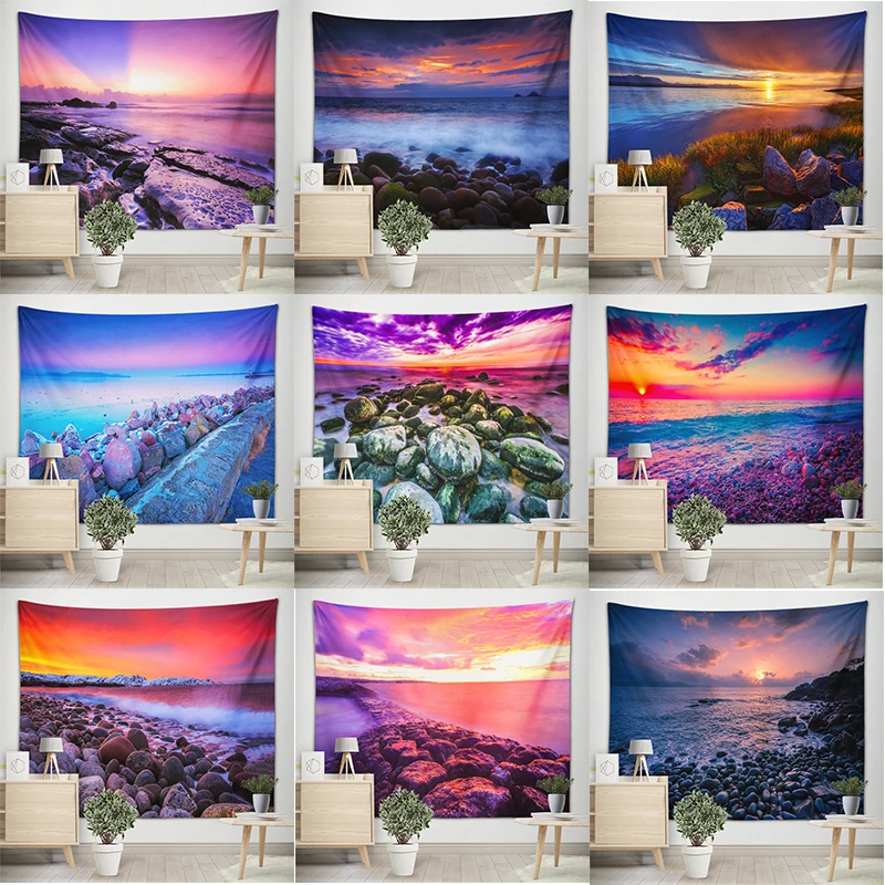 

Beautiful Scenery of Tapestry Sunset Beach Series Printed Tapestry Home Furnishings Holiday Furnishings