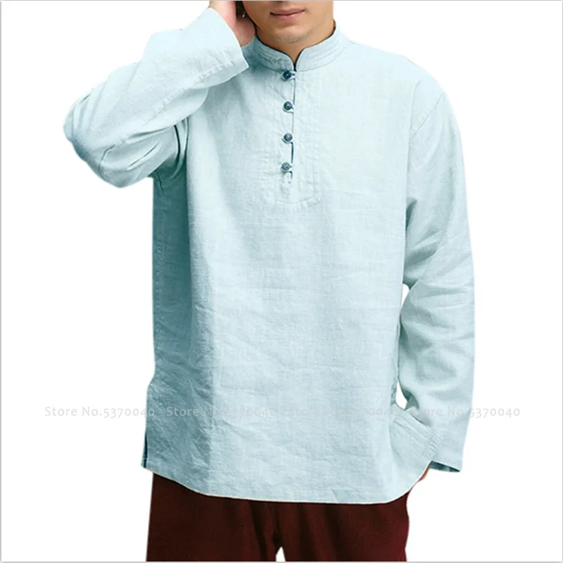 Китайский стиль Тан костюм Hanfu топы мужские осенние футболки Мусульманский