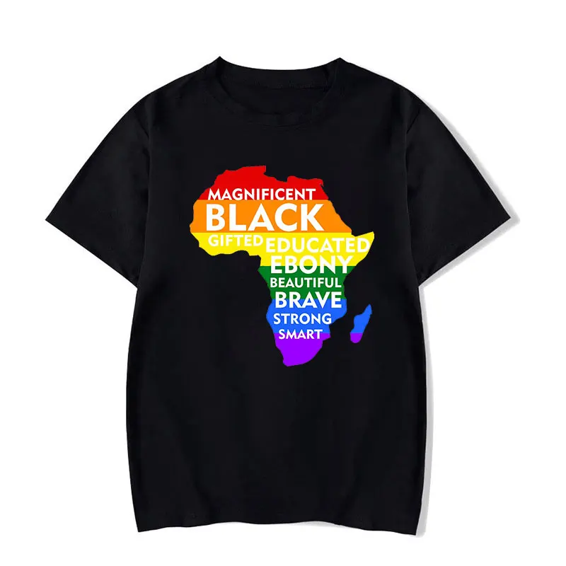 

Fashion Clothes Tops Print 100% Cotton Tshirt Africa Map Graphic T Shirt for Women