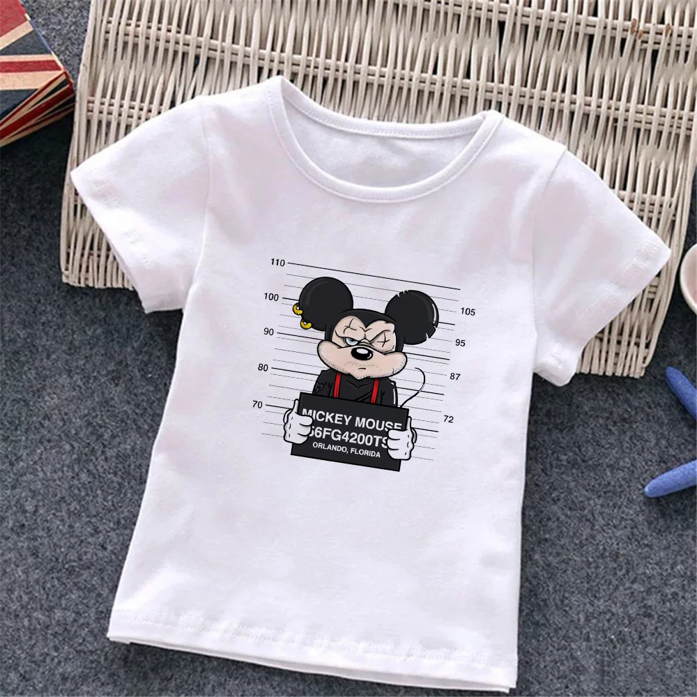 

Funny Baby Kids T Shirts Summer Short Sleeve Casual White O-neck Tshirt Harajuku Mickey Mouse Printed Cute Cartoon Toddler Tops