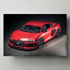 Картина на холсте, автомобиль ABT Audis R8, красный супер автомобиль, черный фон для стены, Декор гостиной