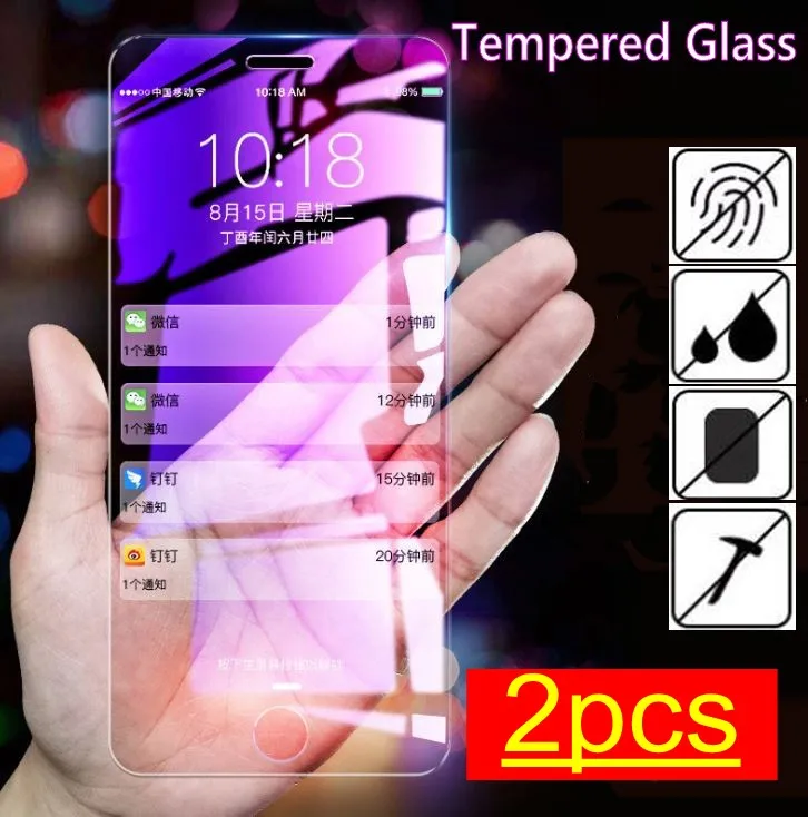 2 шт. закаленное стекло для iPhone 12 mini 11 pro XI XS MAX XR 8 7 6 6S Plus 5S 5 4S 4 защитная пленка