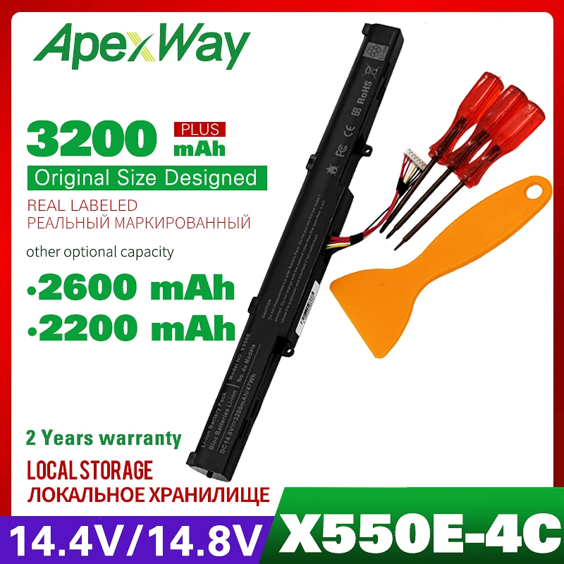 ApexWay 14 8 в 2200 мАч Аккумулятор для ноутбука asus X450 A450V A450JF F450E X751L X751M A450 F450 X450E A450J X450J
