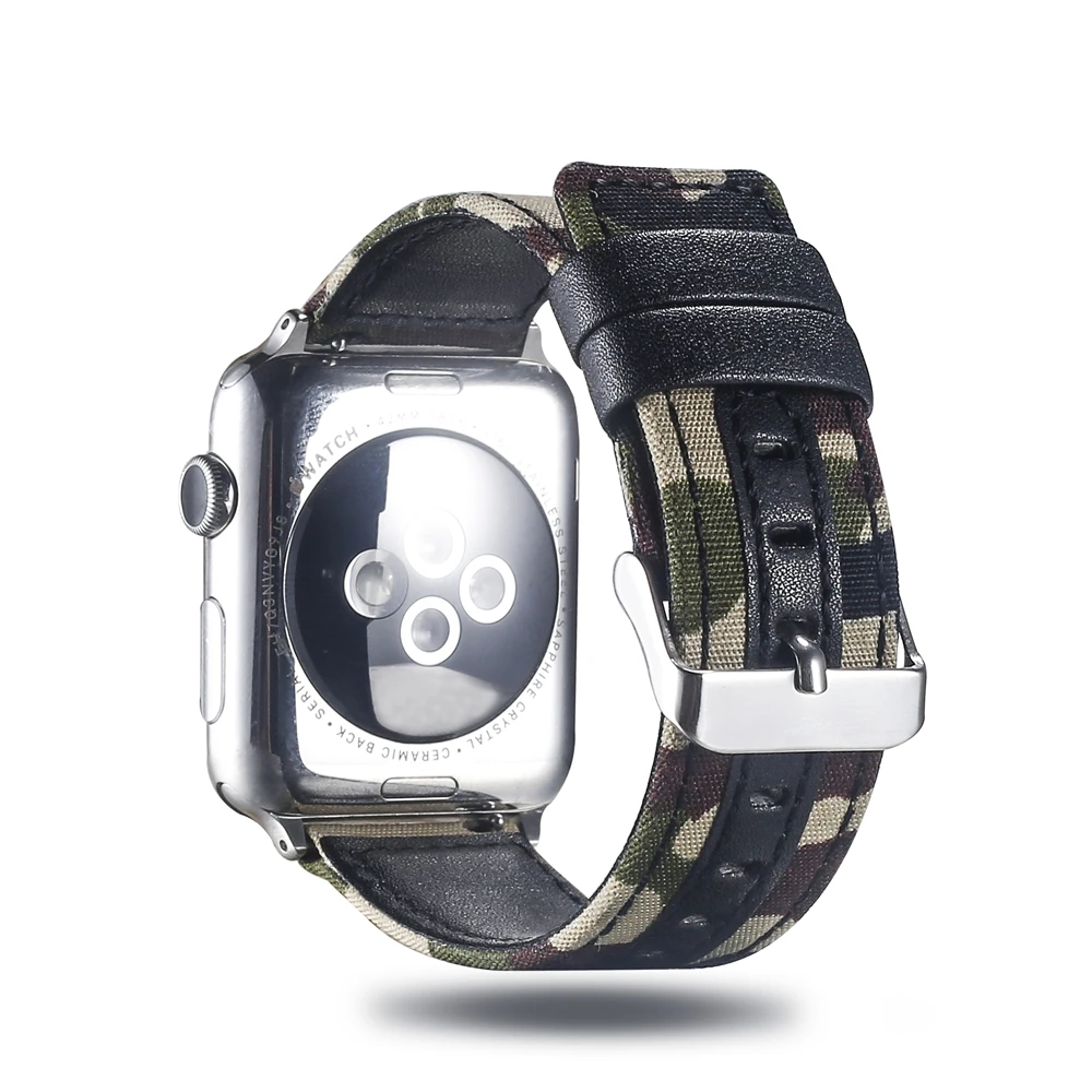 Холщовый ремешок для часов для Apple Watch 38 мм 42 мм 40 мм 44 мм нейлоновый кожаный ремешок для часов браслет для iWatch Series 5/4/3/2/1