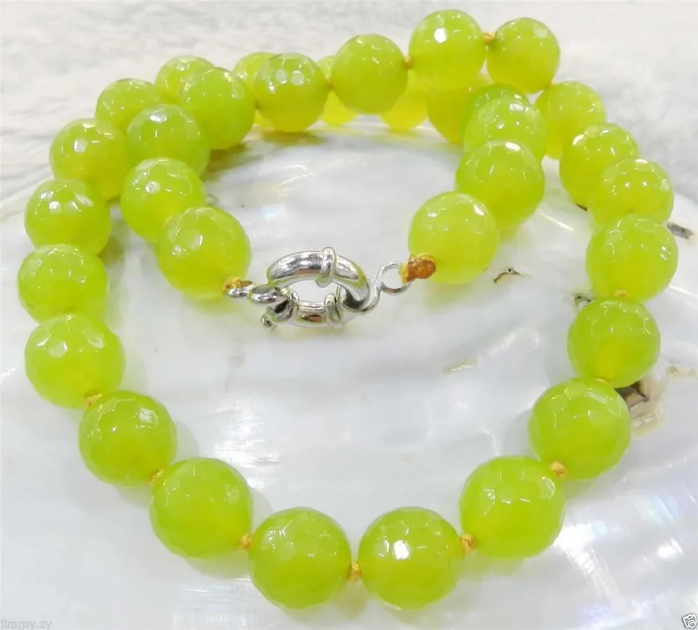 

Hot sale 10mm Faceted Peridot Round Beads Necklace 18"