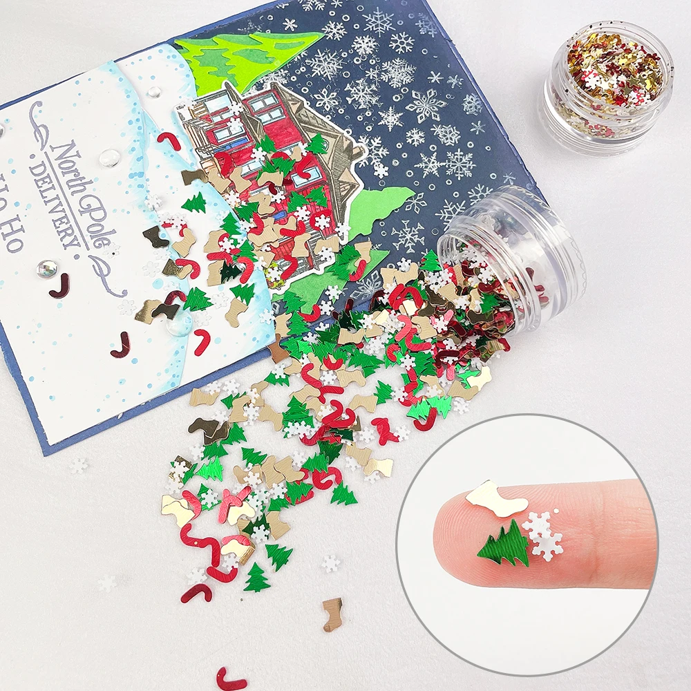 

YIXUAN Mixed Natal Sequin Stickers For Cards Diary Decor Green Red Christmas Series DIY Scrapbooking Decor For Toys Phone Case
