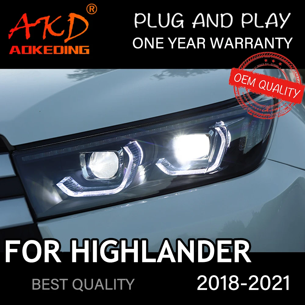 

Фары для Toyota Highlander 2018-2022, автомобильные светодиодные фары DRL Hella 5, ксеноновые линзы Hid H7 Highlander, автомобильные аксессуары