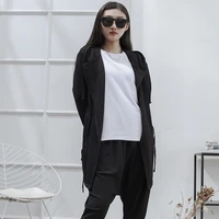 ladies long hooded windbreaker spring and autumn new japanese retro fashion trend lacing leisure large windbreaker