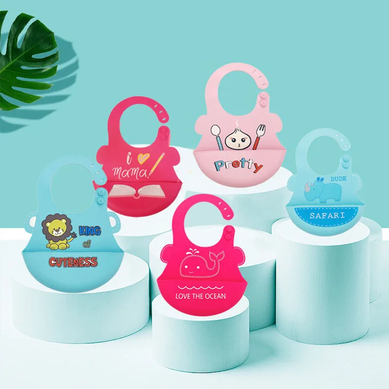 Новое поступление мягкие силиконовые детские нагрудники регулируемые красочные