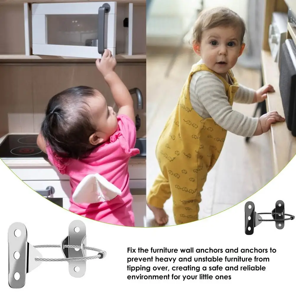

10pcs Child Furniture Anchors Security Lock Restrictor Anti Tip Earthquake Resistant Straps Child Safety Secure Baby Protection