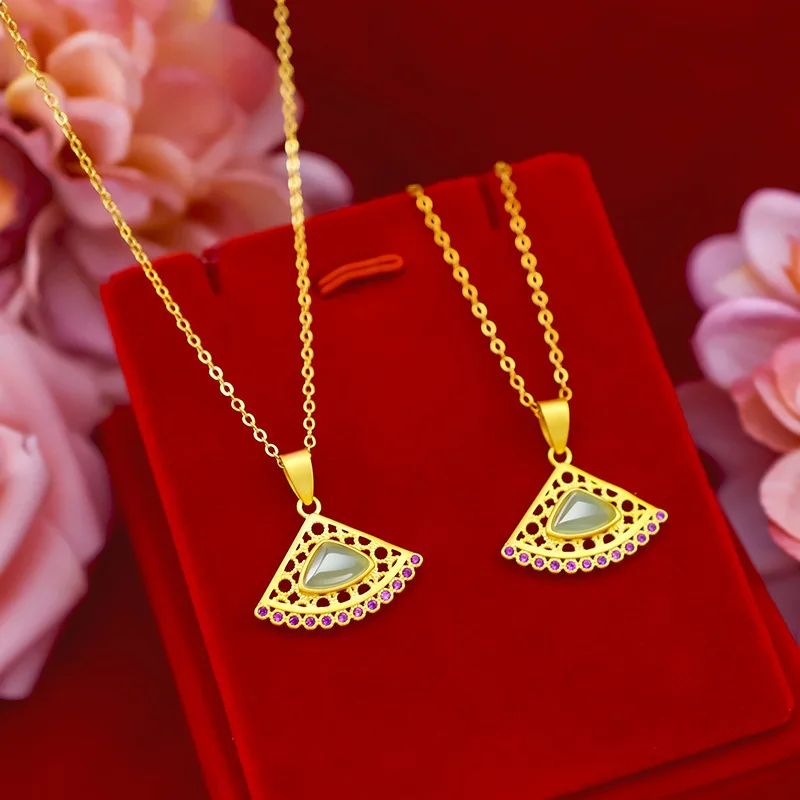 

ELEGANT 14K GOLD NECKLACE PENDANT FOR WOMEN WEDDING ENGAGEMENT JEWELRY CHAIN NECKLACE CHOKER JEWELRY FOR GIRL BIRTHDAY GIFTS