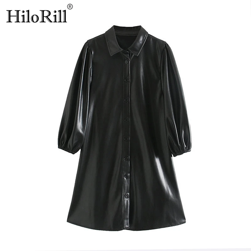 Платье HiloRill женское из искусственной кожи уличная одежда с длинным