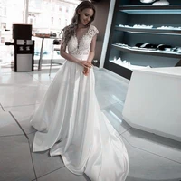 princess wedding dresses satin vintage top lace wedding bride dresses open back white ivory boho wedding gowns vestido de noiva