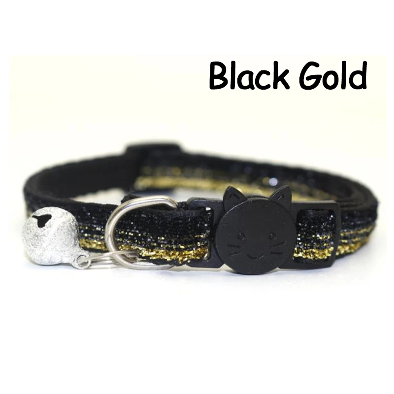 Black Gold SUPREPET блестящий ошейник для кошек с бриллиантами регулируемый ремень для домашних животных котенок ошейник для собак и кошек с колокольчиком кожаный ремешок для Аксессуары для котенка - Цвет: Black Gold