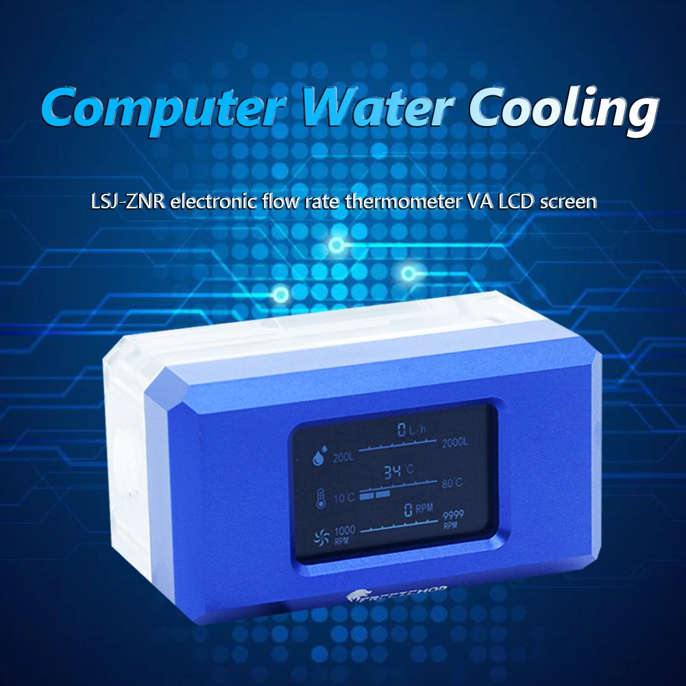 

Digital Display Water Thermometer Digital PC Water Cooling System Monitor VA LCD Flowmeter Thermometer for FREEZEMOD