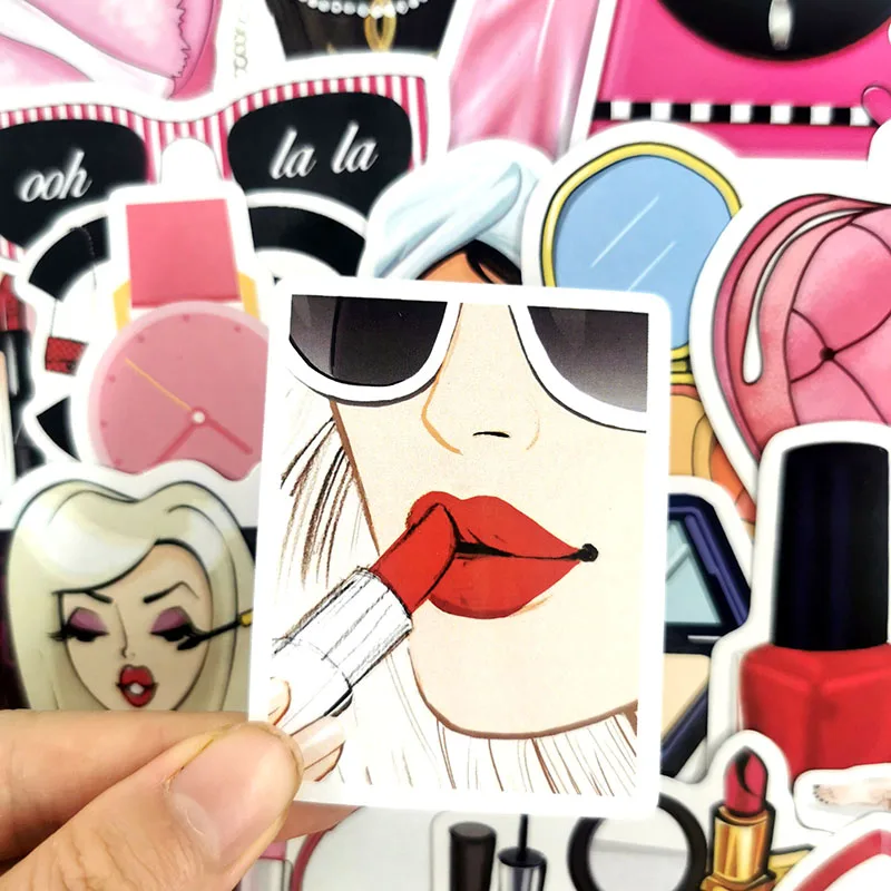 

10/50 Pcs/lot Girl Make-up Cosmetics Items Diy Sticker For Diy Luggage Laptop Skateboard Moto Waterproof Sticker