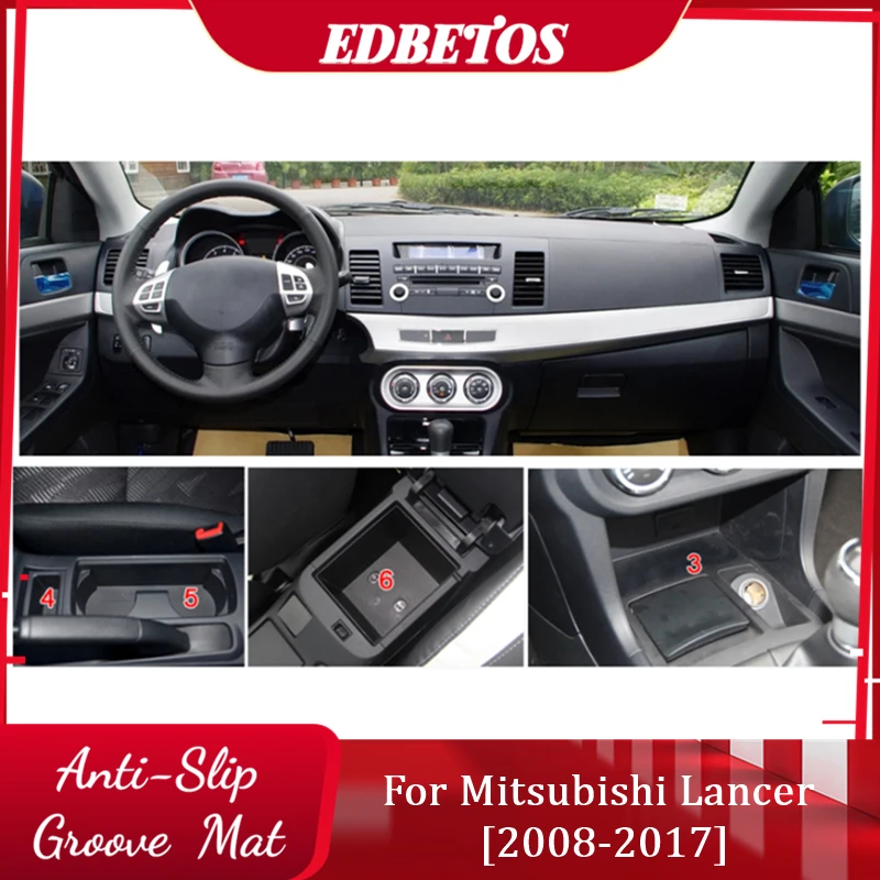 

Door and Center Console Liner Accessories For Mitsubishi Lancer 2008 - 2017 , Car Slot Mats Cup Holder Inserts Coaster Pad