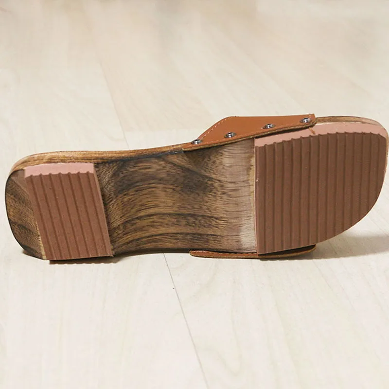Женские деревянные шлепанцы Geta модные с заклепками женские сандалии Zapatos De Mujer