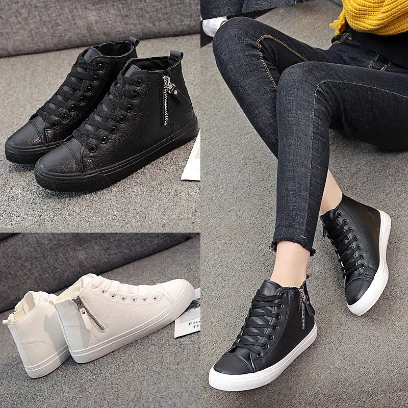 

Genuine leather couples boots school student platform autumn casual shoes for women kroean sneakers