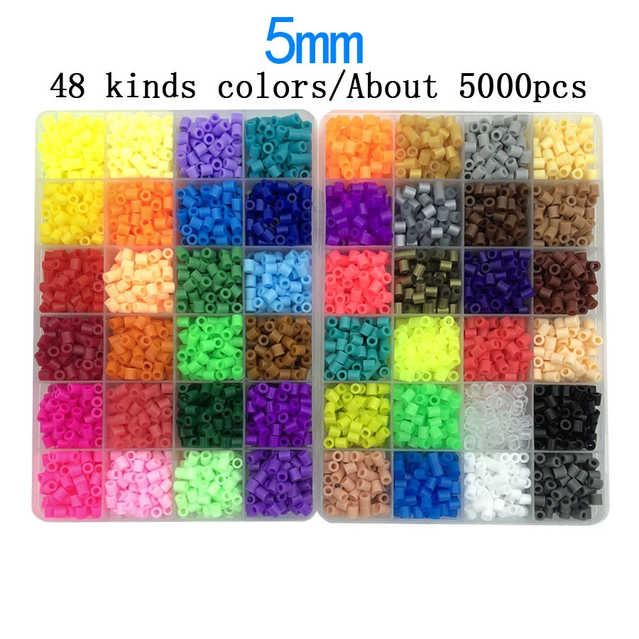 

24/48 grid boxed 5mm hama beads perler pupukou kids children Diy toy hand making fuse bead Intelligence Educational Toys