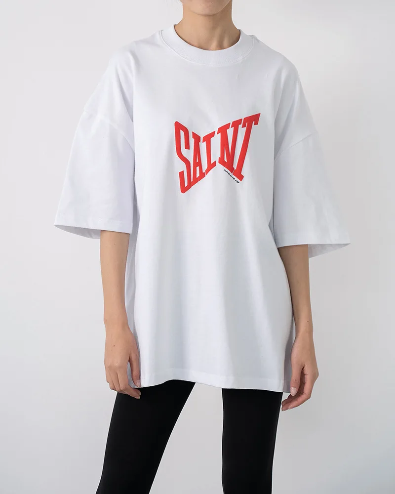

2021 spring / Summer High Street simple T-shirt Sant Street loose edition contrast letter print Short Sleeve Tee