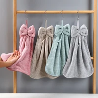 bow hand towel microfiber fabric quick dry water absorption dry hanging wash hand towel kids daily using for kitchen bathroom