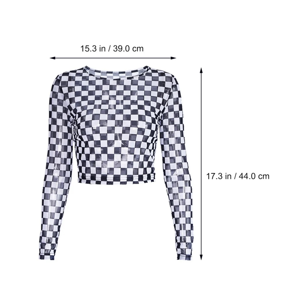 

T-Shirt See Through Sexy Mesh Midriff-baring Tops Long Sleeve Sheer