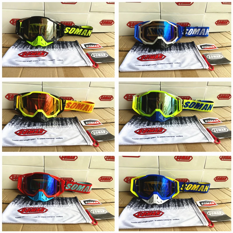 Очки для мотокросса Soman Lunettes езды на мотоцикле и велосипеде по бездорожью
