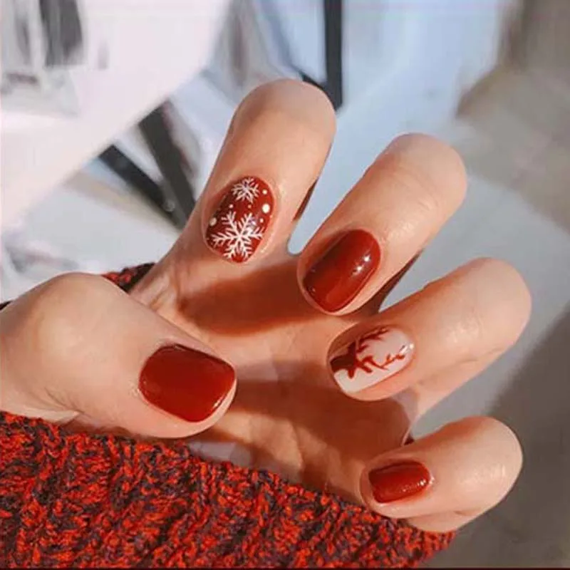 24 шт. искусственные ногти снежинка милые накладные с клеем инструменты для