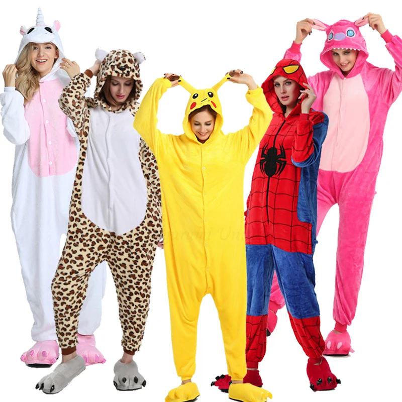 Flannel Unicorn Onesies for Women Pajamas New Winter Animal Cat Pyjamas Adult onesies Cosplay Pikachu Flannel Sleepwear