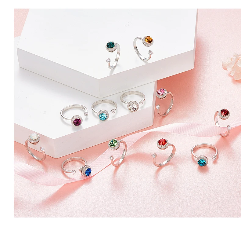 Cdyle кольцо из розового золота, украшенное кристаллом от Swarovski, ювелирные изделия, регулируемый размер, кольца для женщин, подарок на день рождения