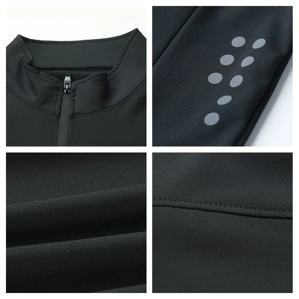 Quick Dry T Shirt Training Men Long-Sleeve Tights Fitness Gym Zipper Collar Running T-Shirt Muscle Shirts Men Polyester T-Shirt