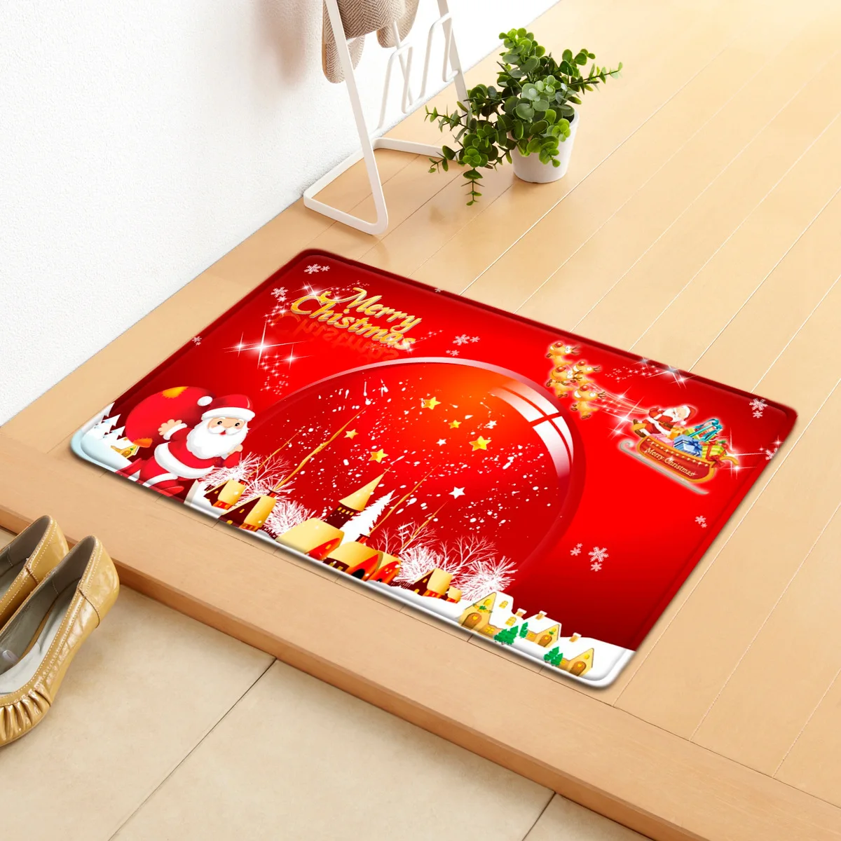 

Cartoon Christmas Carpets For Living Room Bedroom Area Rug Xmas Entrance Decor Doormat Anti-Slip Home Kitchen Bathroom Floor Mat