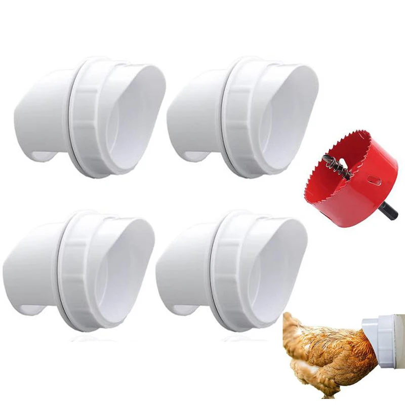 

Chicken Poultry Feeder Automatic Port Rain Proof Gravity Feed Poultry Feeder Suitable for Buckets Barrels Bins Troughs 4 Ports 1