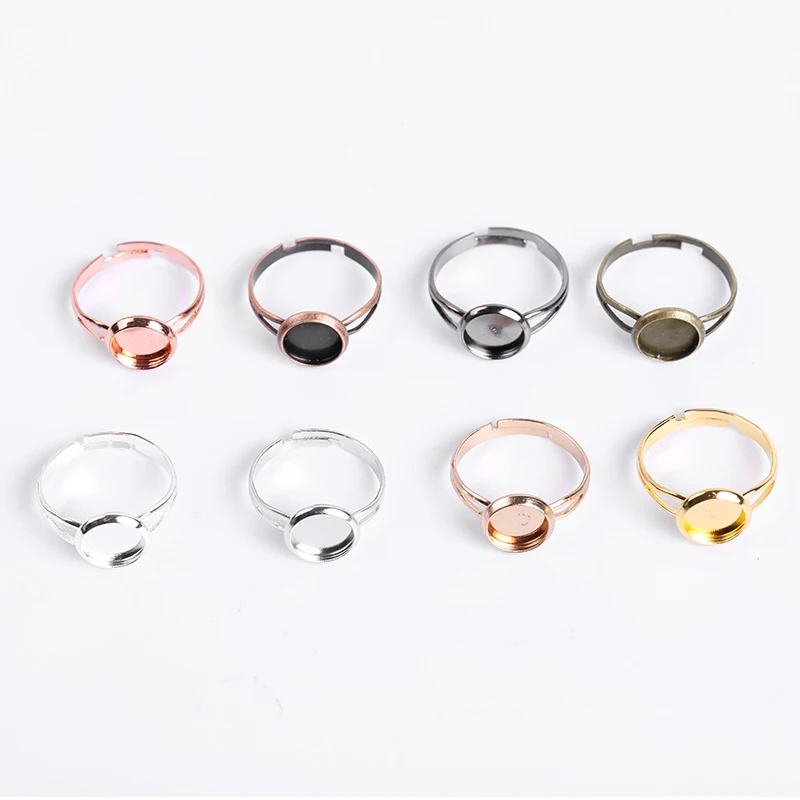 

10Pcs/lot Adjustable Ring Settings Base Findings DIY Jewelry Accessories Glass Cabochons Cameo Tray For Rings Making