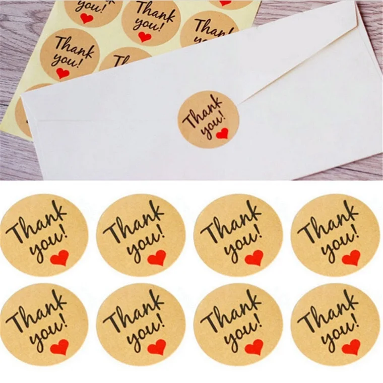 

120pcs Kraft Thank You labels Stickers 38MM Handmade Package Envelope Seal Label Scrapbooking Stationery Stickers