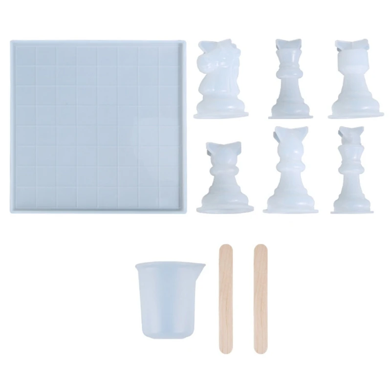 

3D Chess Pieces Crystal Epoxy Resin Mold Handmade Chessborad Casting Silicone Mould DIY Crafts Making Tool