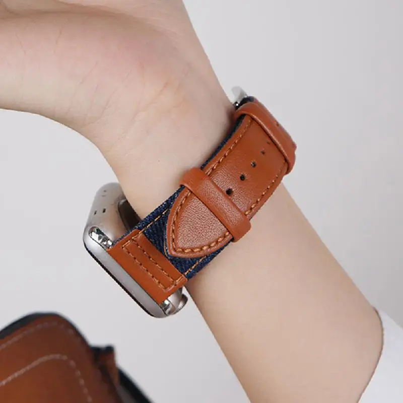Ремешок кожаный для Apple Watch 5 4 3 2 спортивный браслет iWatch band 38 мм 42 44 40 аксессуары