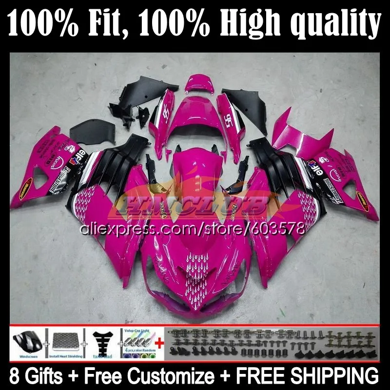 

OEM для KAWASAKI NINJA ZZR1400 ZX14R 06 07 08 09 10 11 79CL.120 ZX 14R ZX-14R 2006 2007 2008 2009 2010 обтекатель розово-черный