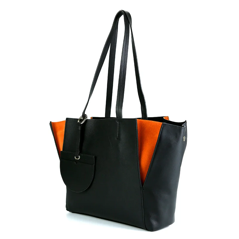 

New Individual Design Women Genuine Leather Tote Shoulder Composite Bag OL Big Capacity Fashion Shopping-bags