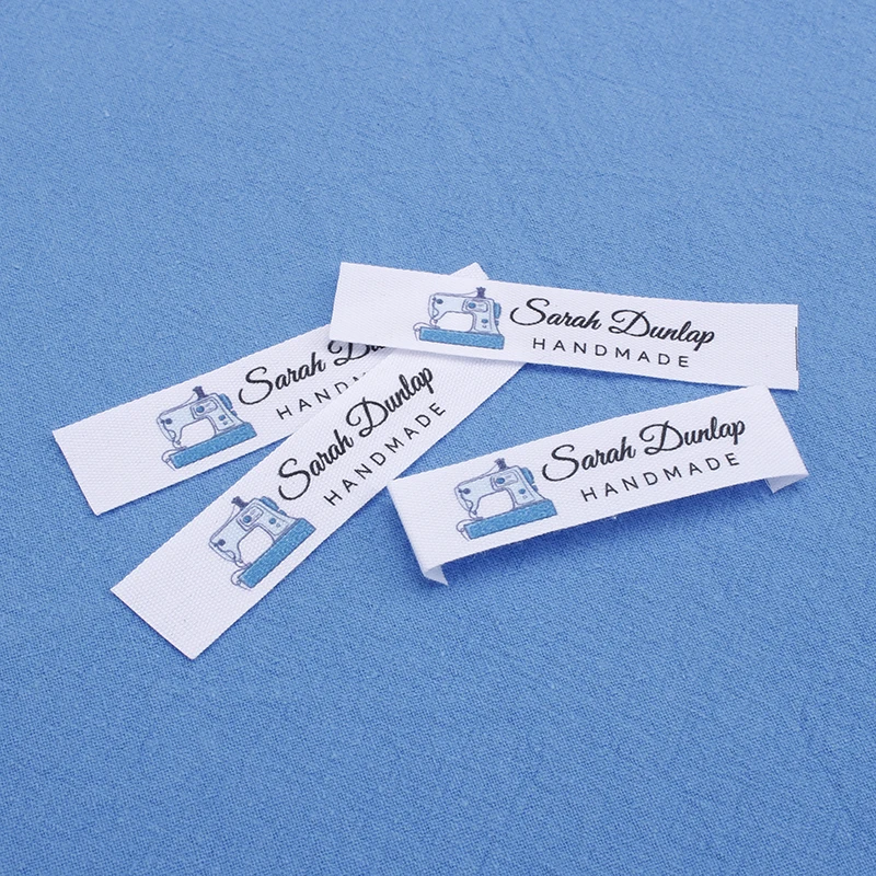 

Custom Clothing Labels, Personalized Brand, Cotton Collapse label, Logo or Text , Sewing machine (MD0440)