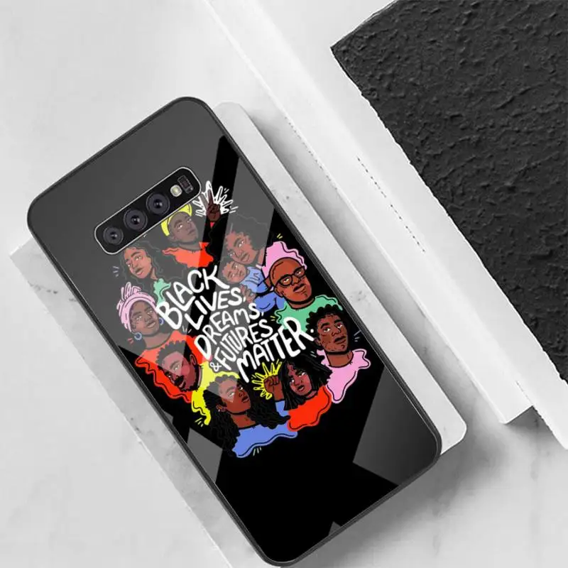 

Black Lives Matter BLM Phone Case For Galaxy Tempered Glass Cases Apply To S10 S9 S8 S7 S6edge Plus TPU Cover