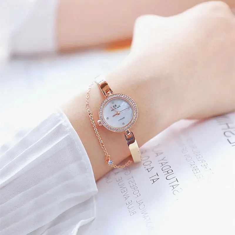 Reloj Mujer 2019 горячая Распродажа новейший Топ бренд BS Lady розовый золотой полный