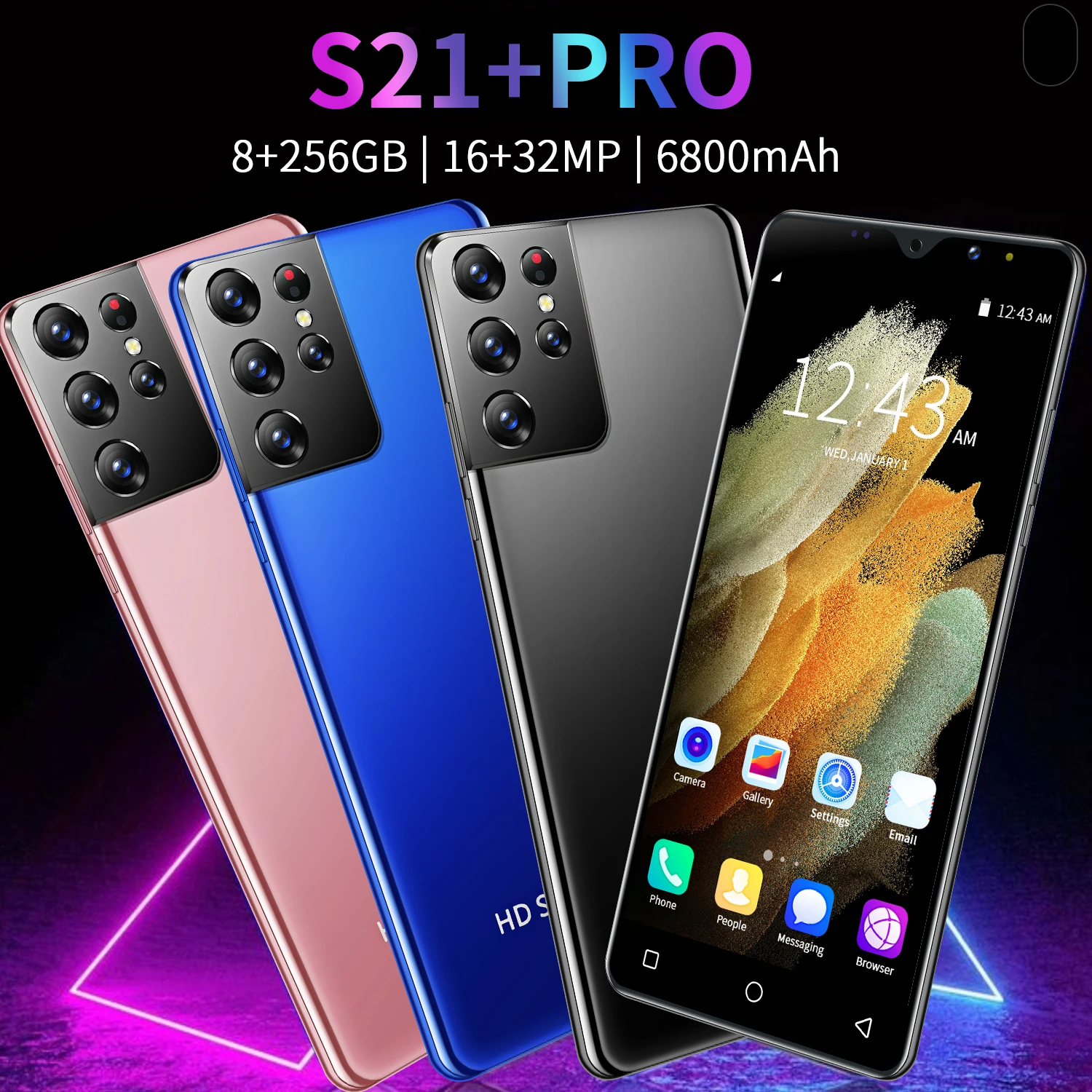 

Global Version Smartphone Galay S21+ Pro 16G+512G Deca Core Android10 5G support capacitive 6.3Inch 6800mAH Mobile Phone