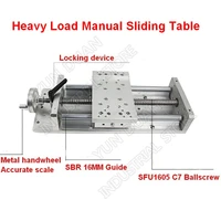 manual sliding table 300mm stroke 12 heavy load precision slide linear stage sfu1605 c7 ball screw sbr guide platform
