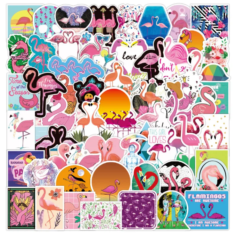 

100 pcs Flamingo Graffiti Waterproof Skateboard Travel Suitcase Phone Laptop Luggage Stickers Cute Kids Girl Toys