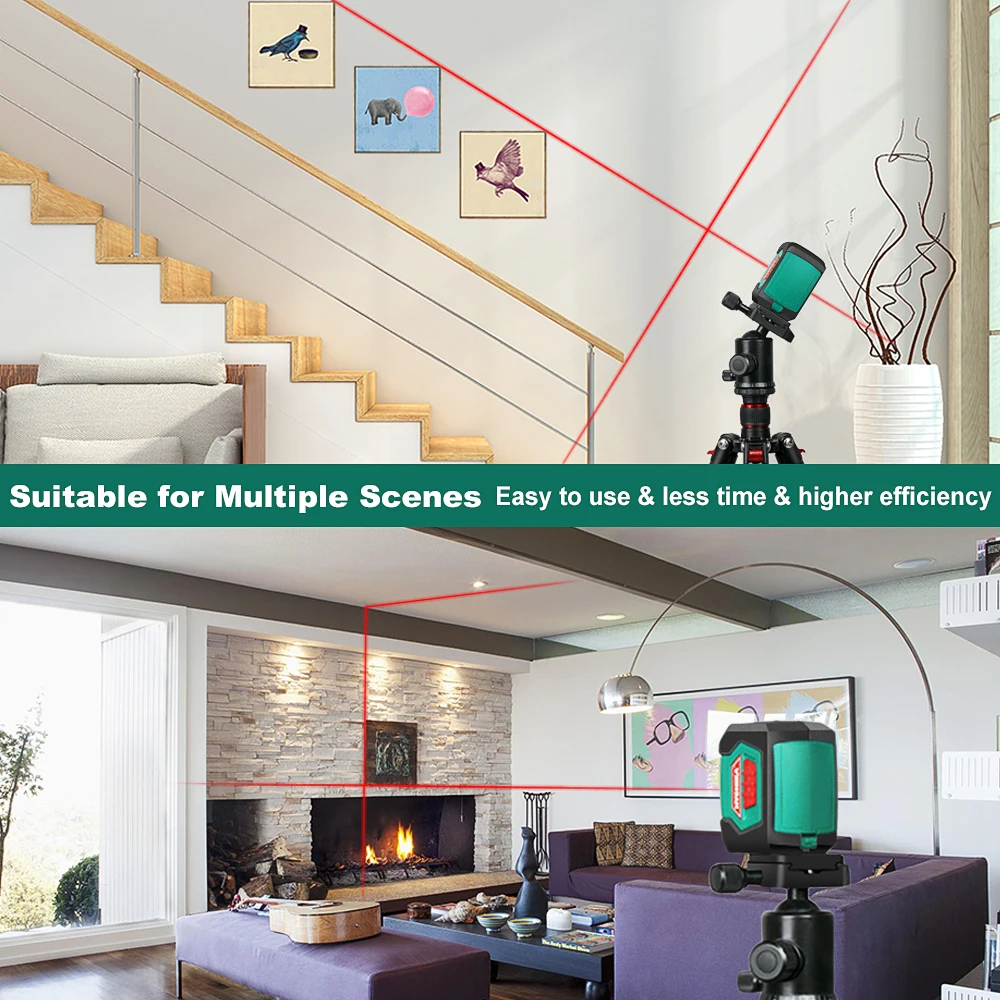 

HYCHIKA Laser Level Mini 3D Self-Leveling Vertical and Horizontal Mini 2 Lines Laser with Measuring Range 15m