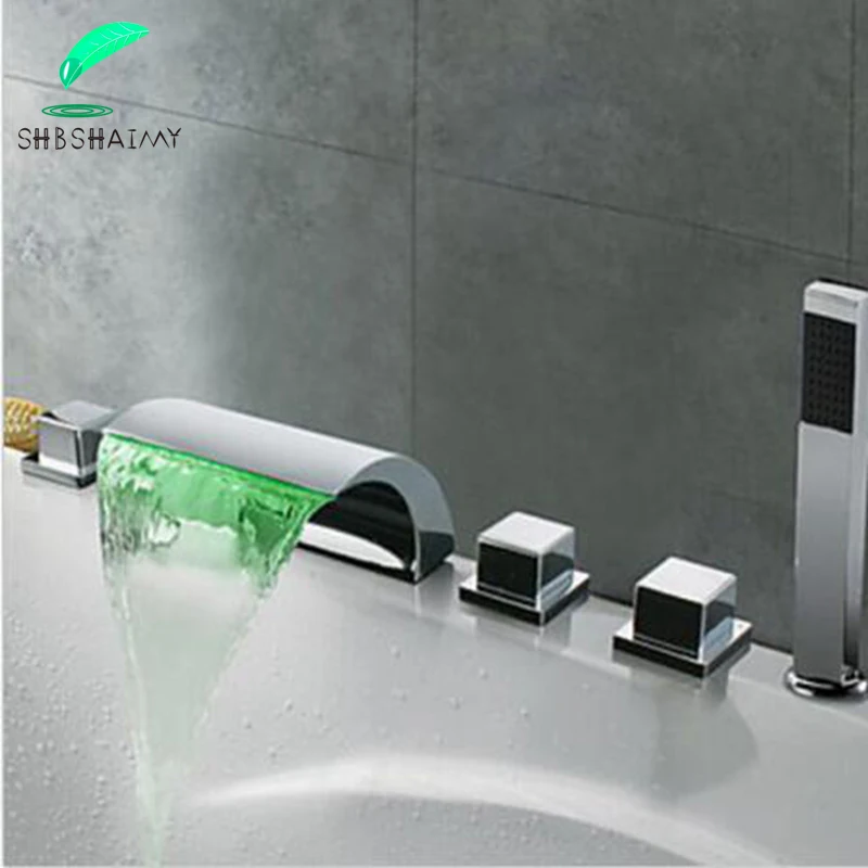 

SHBSHAIMY водопад излив 5 шт. смеситель для ванны хромированные смесители для ванной комнаты смеситель для душа с ручным душем