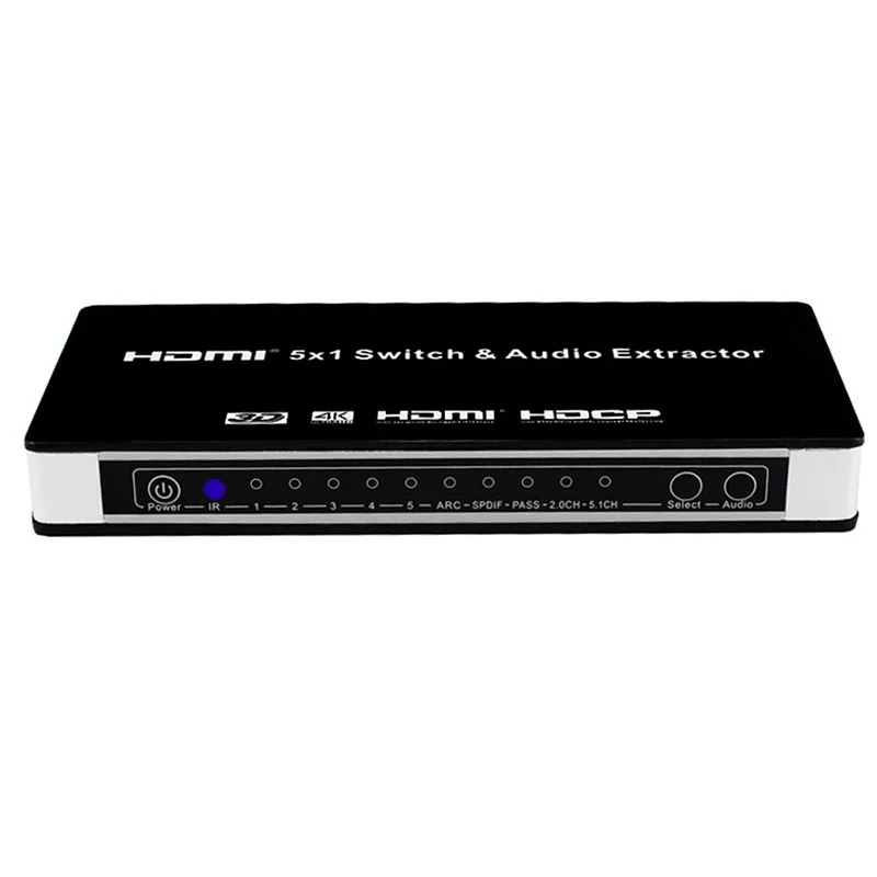 4K HDMI переключатель с адаптером питания 5x1 Аудио HDMI-совместимым аудио экстрактор x