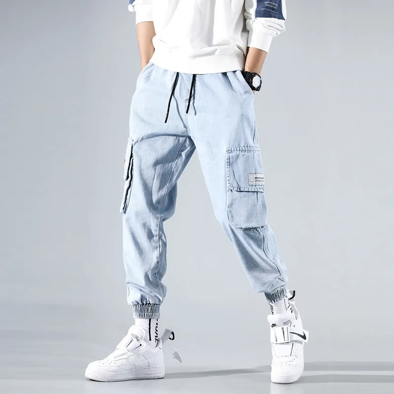 Джинсы-капри мужские свободные в Корейском стиле, модные Студенческие Брюки-султанки в стиле хип-хоп, дизайнерские джинсы для мужчин, уличн...